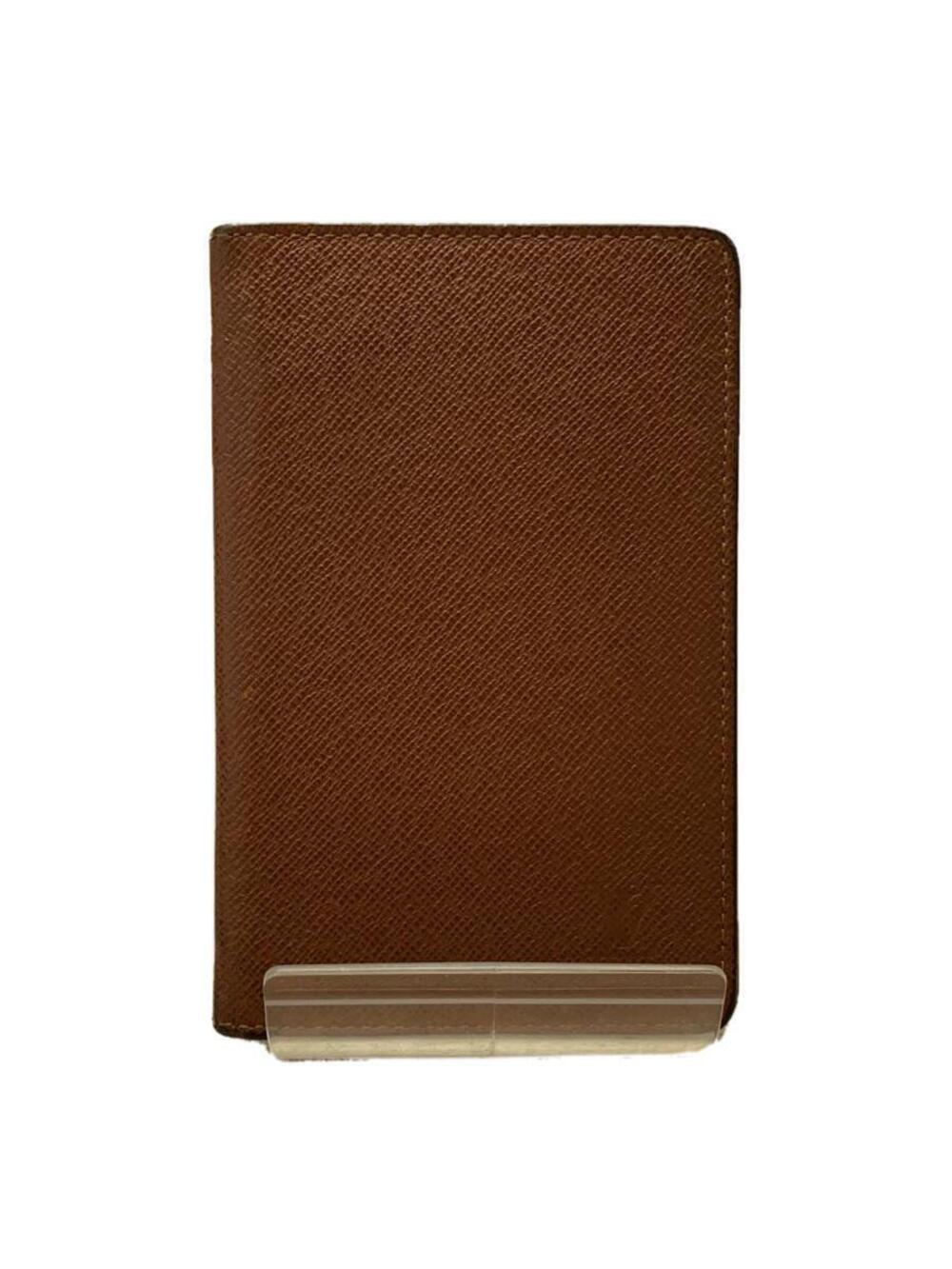 LOUIS VUITTON Porte Wallet Cartes Vertical Taiga Brown Leather Brown Solid